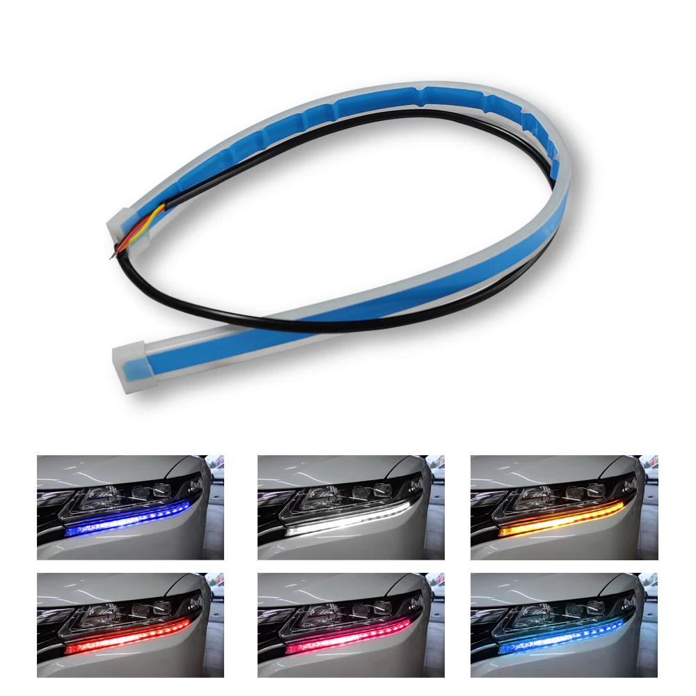 

2x Flexible DRL LED Daytime Running Lights White Blue Red Yellow Turn Signal Light Guide Strip Flowing Light Styling Accessories