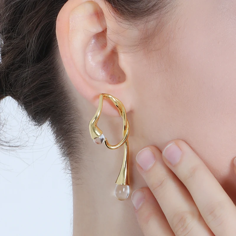 

FFLACELL 2019 Creative Custom Vintage Chic Metal Gold Silver Twisted Knotted Crystal Drop earrings for Women Girls Gift Party