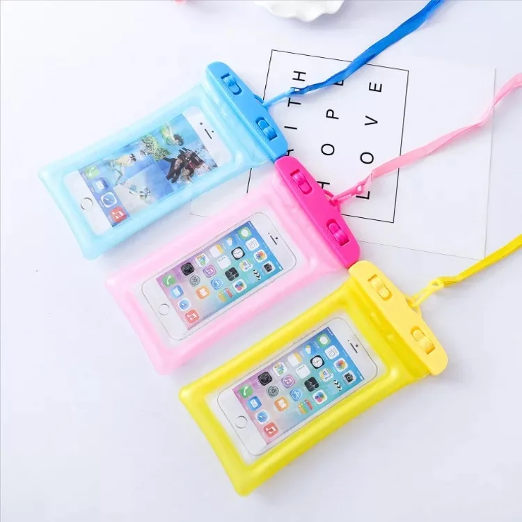 

New Style Inflatable Floating Touch Screen Waterproof Cellphone Bag Solid Color Transparent Outdoor Drifting Swimming Swathe Air