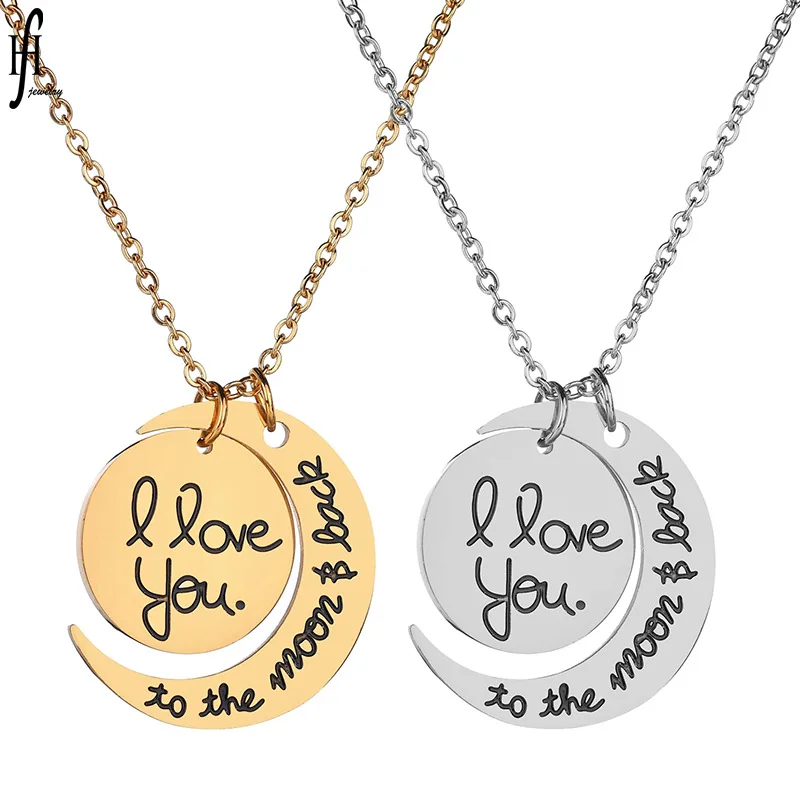 

Europe And America New Style Hot Sales Double Color Moon Card I LOVE You Lettered Crescent Tag Name Sweater Chain