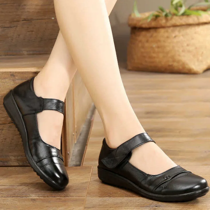 Echte Koe Lederen Flats Vrouwen Schoenen Vrouwelijke Flats Grote Maat 35 42  Comforthable Retro Dames Platte Schoenen 2020 Herfst nieuwe|Platte  damesschoenen| - AliExpress