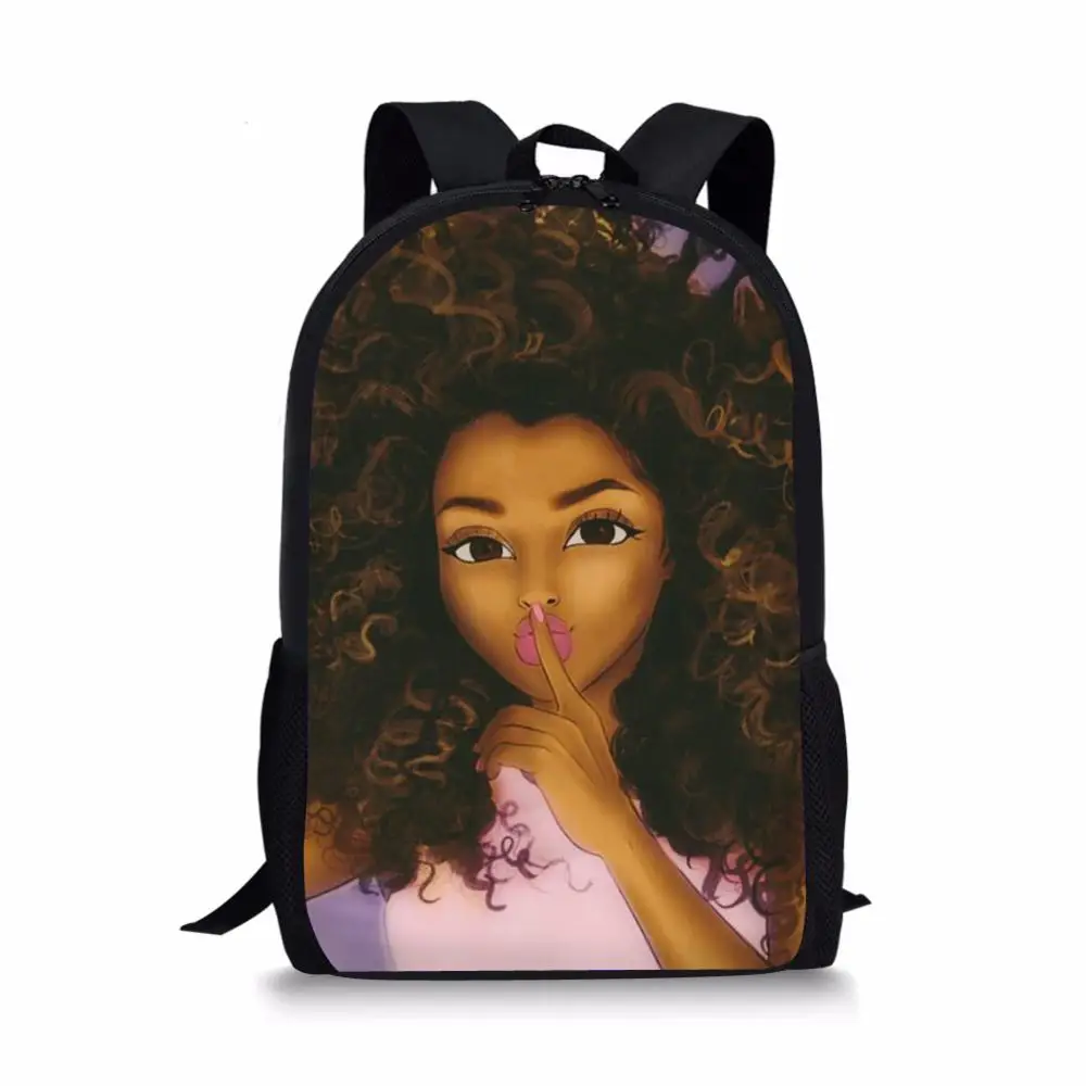 

HaoYun Kids School Backpack Black African Girls Prints Pattern Girls School Book Bags Afro Arts Design Teenagers School Bags