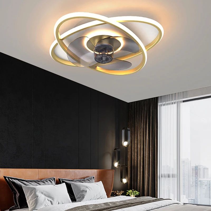 Nordic decorative study led ceiling lamps chandelier fan bedroom ceiling fan with led light and control fans with light