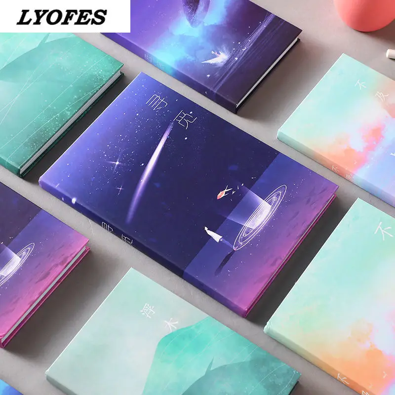 

Cute Simple Korean Style Notebook Students Diary Blue Bay Beautiful Illustration Page Journal Notebook School Office Supplies