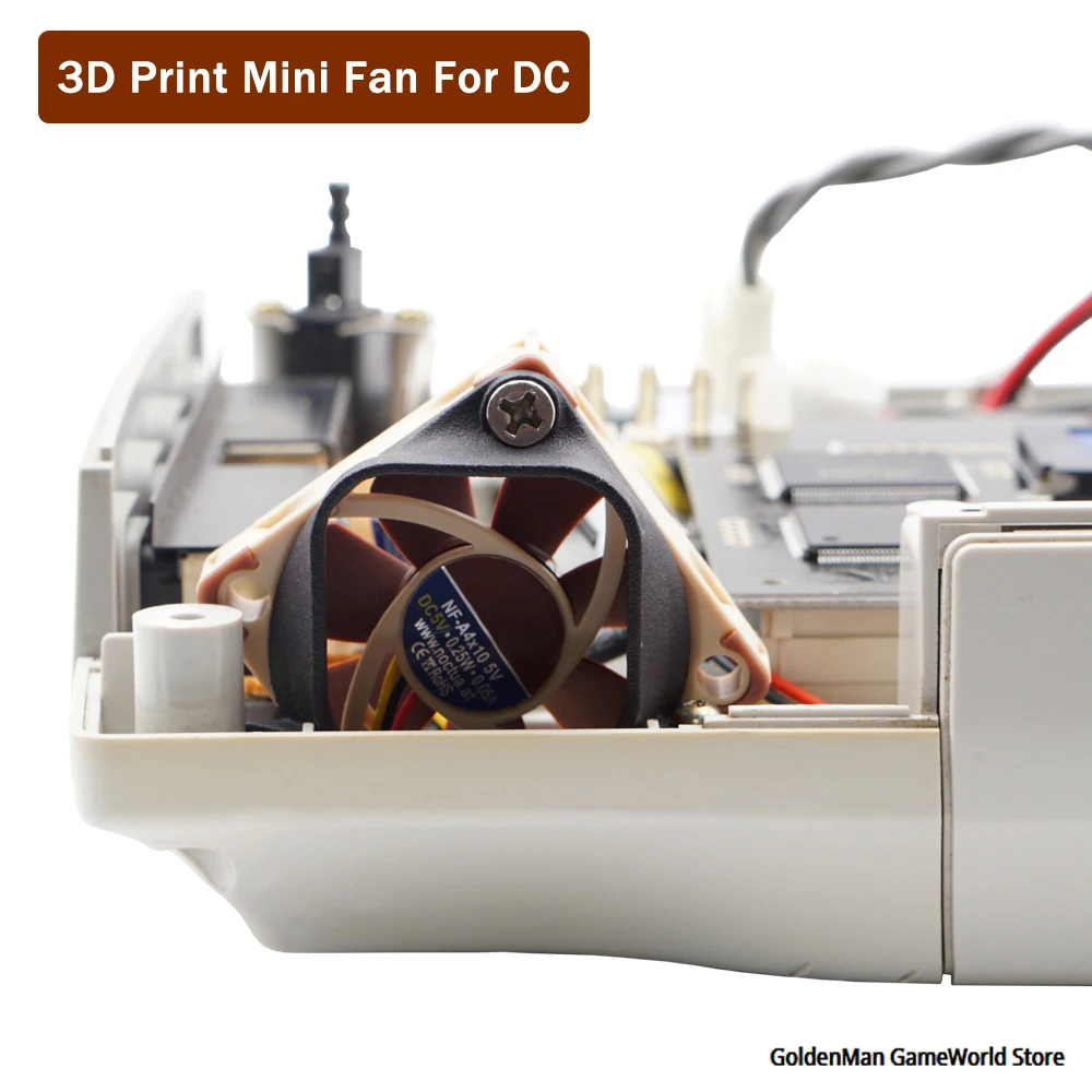 Bitfunx Black Mini 3D Print Fan Mount Kit + Nf-A4X10 5V Premium Fan Per Console Di Gioco Dreamcast