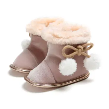 

0-18M Winter Baby Girl Cotton Boots Casual Bowknot First Walkers Newborn Cute Non-slip Soft Sole Shoes