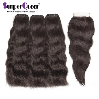 

Raw Indian Virgin Hair Bundles With Closure Body Wave Hair Weave Bundles With Middle Part Closure Free Shipping