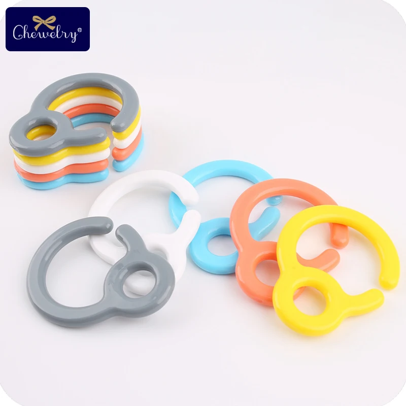 

5pcs Pacifier Hook Plastic Plastic Teething Ring Links For Baby Stroller Toys Teething DIY Dummy Clip Nursing Pendant Kids Goods