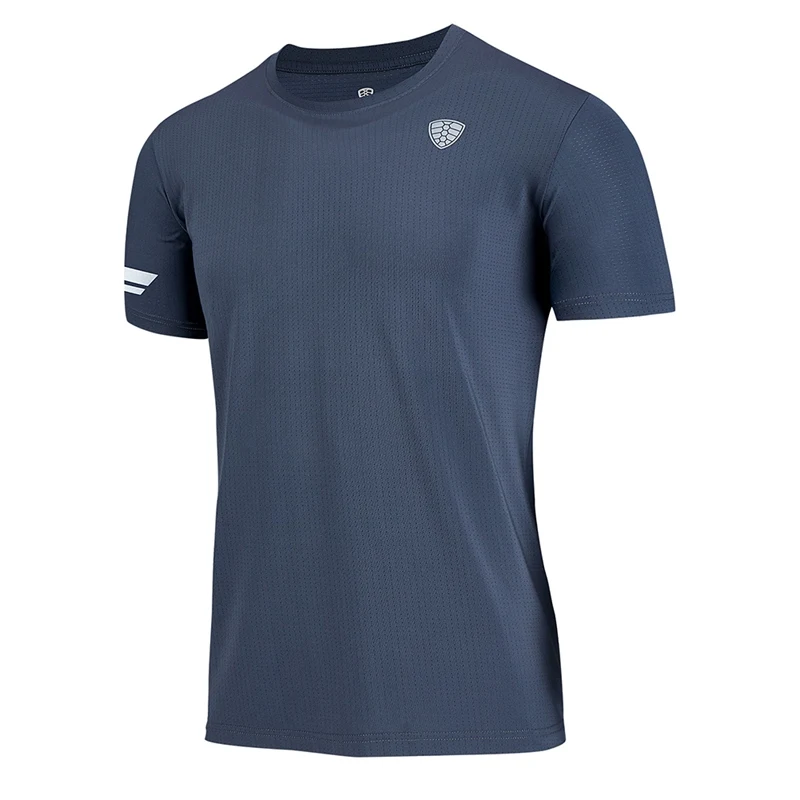 Новая популярная мужская футболка с круглым вырезом, короткий рукав, быстросохнущая футболка, Топы, колготки тренажерный зал на свежем воздухе, фитнес, спортивная одежда для бега - Цвет: H