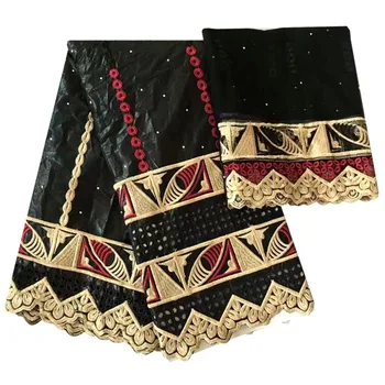 

popular tissu africain bazin brode getzner with bead embroidered basin riche 7 yards swiss voile lace scarf for wedding T9-5G2