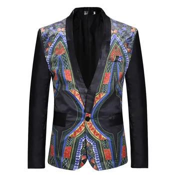 

Fashion Hot Sales Fashion Africa-Style Printed Men Single Row of a Buckle Leisure Suit Coat