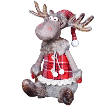 

Christmas Decorations for Home Red Elk Dolls Wedding New Year Decor Lovely Figures Sitting Toys Kids Christmas Gift-Grey