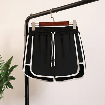 

Fashion Black Shorts Women Simple Splice Elastic Beach High Waist Shorts Woman Casual Loose Slim Plus Size Shorts Female XL