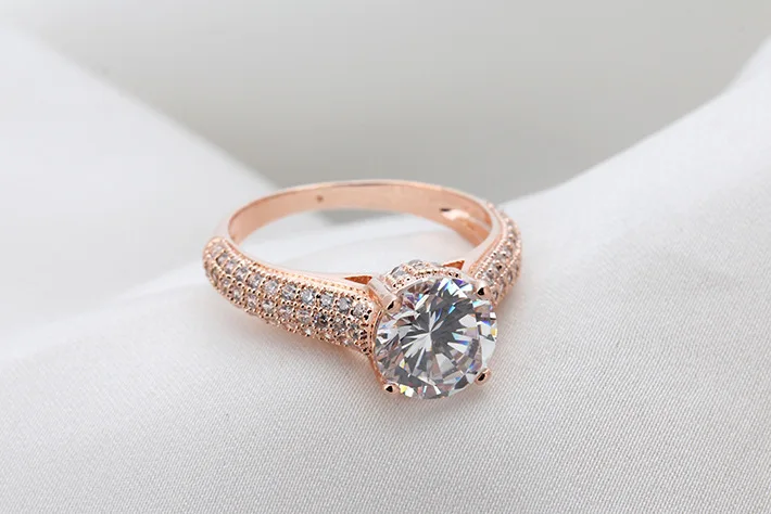 Модная Корона из розового золота, кольцо, ювелирное изделие, Стерлинговое Серебро 925 пробы, свадебное кольцо с бриллиантом для женщин, элегантные свадебные вечерние кольца, Рождественский подарок