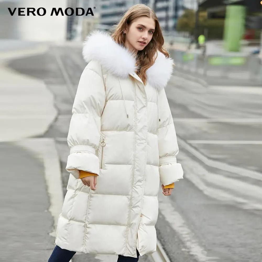 Vero Moda женский длинный с капюшоном большой белый пуховик парка пальто | 319412514