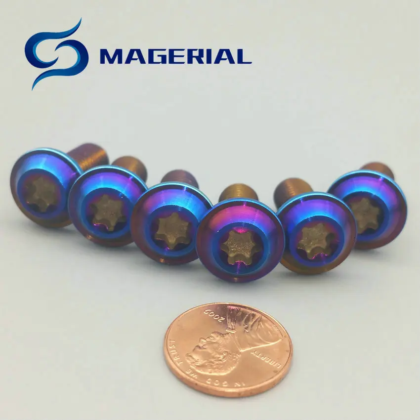 Титан болты DIY M8x20mm изменить мотоцикл Ti Болт плечо сожгли голубой цвет Torx дисковый головы винты Ti Застежка упаковка из 6 шт