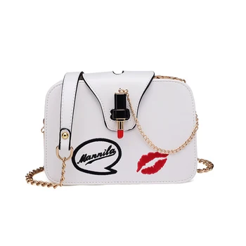 

Women Handbag Leather Women Shoulder Bag Small Crossbody Handbag Embroidered Lipstick Chain Design Casual Bags Satchel
