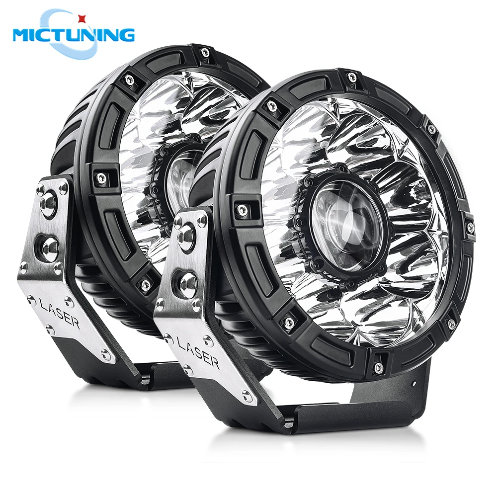 MICTUNING 2 шт. 7 ''Автомобильный светодиодный дальнего света рабочий светильник накладки с лазерный светильник может занять от 10 до 30V высокоскоростной споты для внедорожников SUV UTV ATV