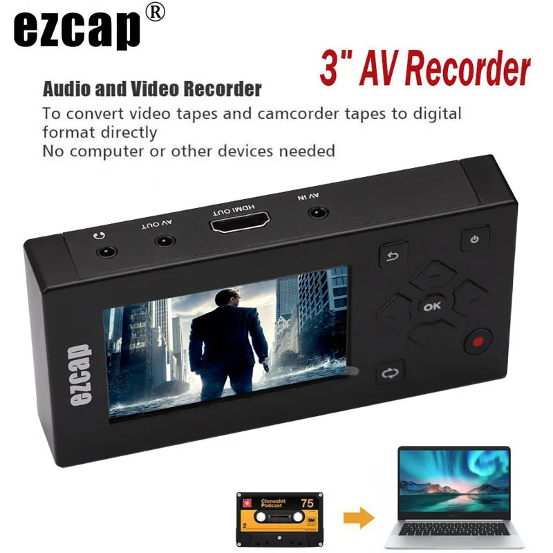 CVBS Аудио и видеозахват преобразователь AV рекордер VHS VCR DVD DVR Hi8 игровой плеер