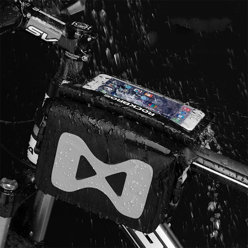 

ROCKBROS Bicycle Bags Rainproof TPU Waterproof High Capacity Top Touch Screen Cell Bike Phone Bag MTB Frame Pouch Case