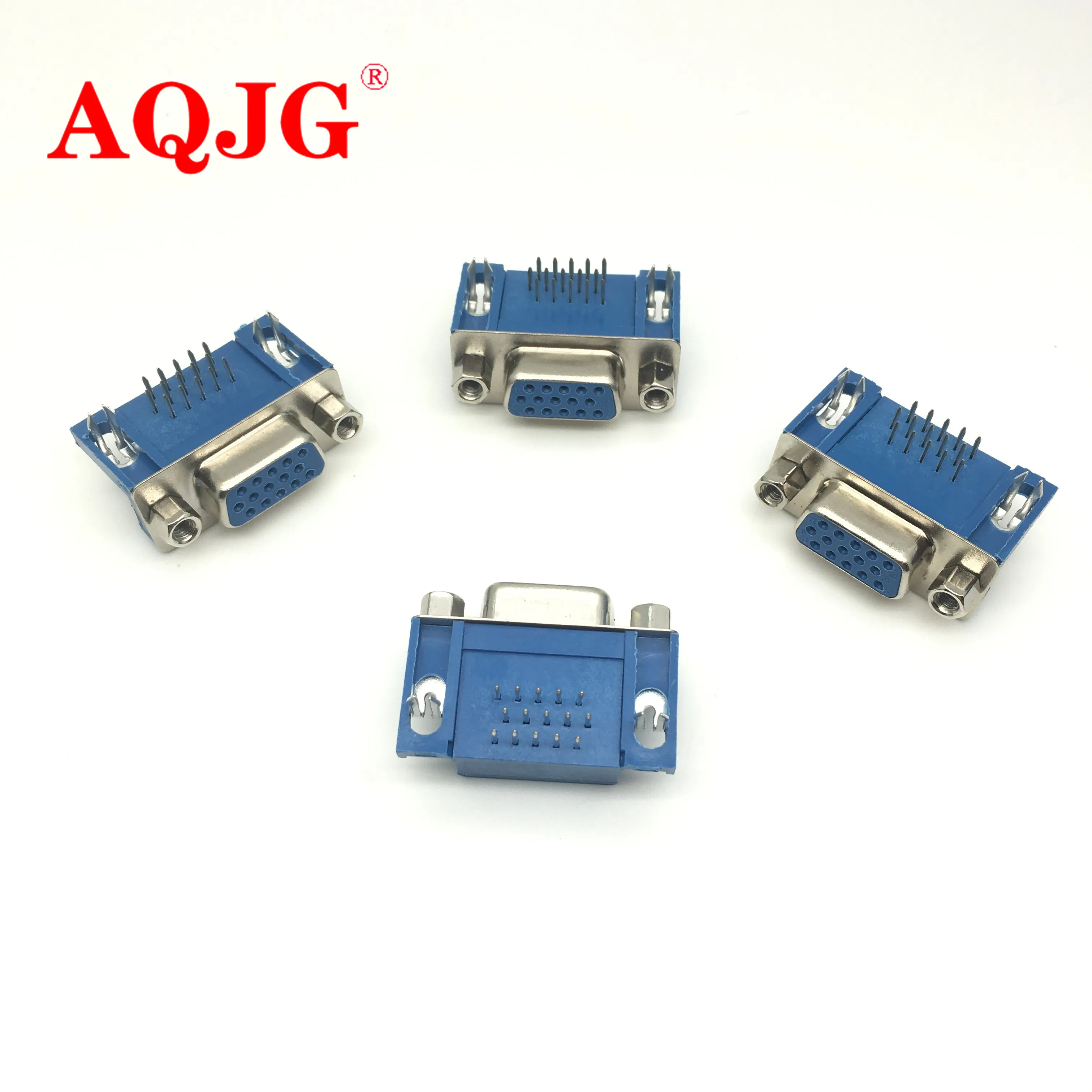 암컷 PCB 마운트 커넥터 직각 D-Sub 3 행 블루 병렬 포트 커넥터, 15 핀 15 핀 VGA 소켓 어댑터, DB15 DR15, 5 개