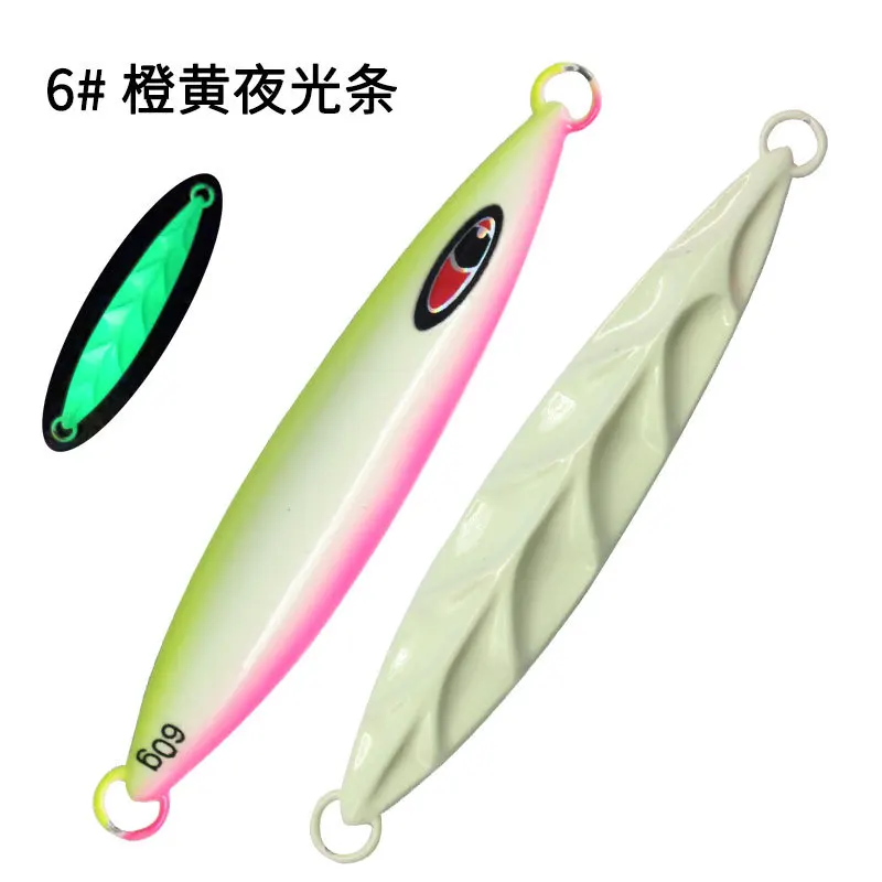 1PC 60g 80g 100g 120g 150g 200g 250g 300g Metal Casting Jig Fishing Bait Slow Jigging Lure Deep Sea Glow Lures 6Color Laser JIG 5