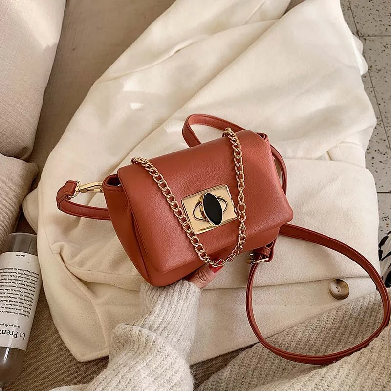 

INS Mini Small Bag 2019 New Style Korean-style-Style Lock Shoulder Square Sling Bag Chain WOMEN'S Bag