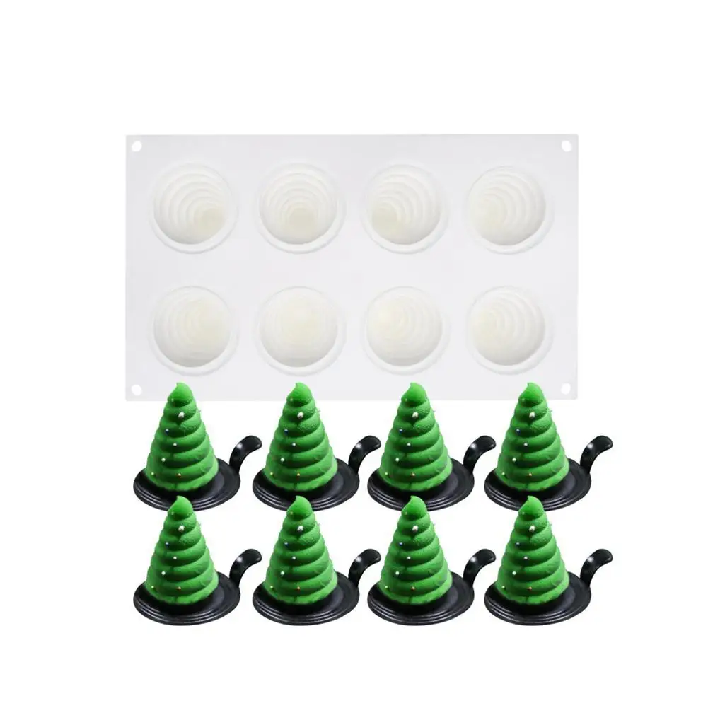 

Christmas Tree Silicone Mold Cake Decorating 8 Cavity 3D Shaped Mousse Molds For Tools Non-stick DIY Baking Cake Moulds