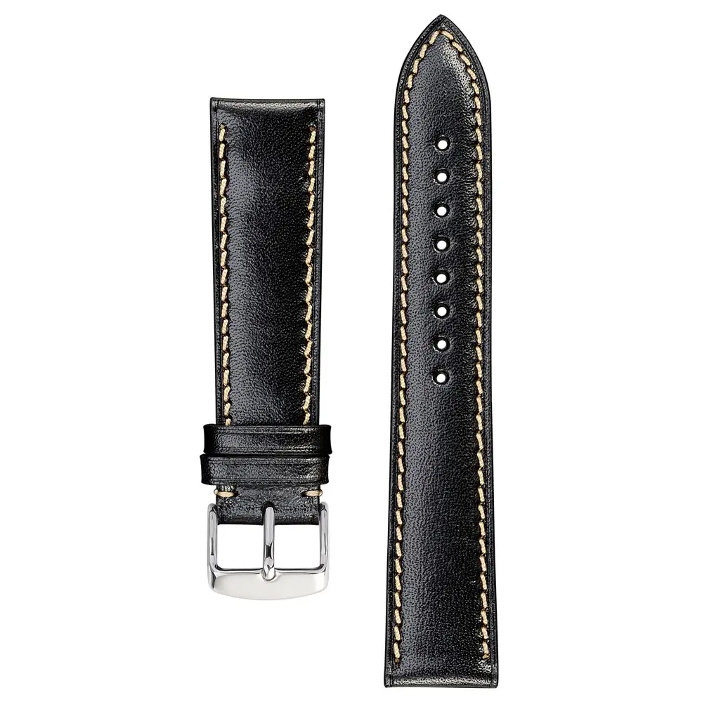 Black Anbeer Italian Full Grain Leather Watch Strap 18mm 20mm 22mm Men Women Replacement Belt Wrist Bracelet Watch Band - Цвет ремешка: Black