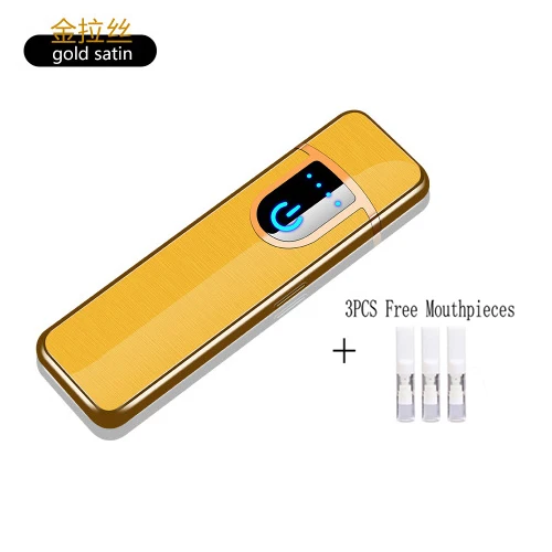 Gold USB Зажигалка Электронная Мини-зажигалки металлические ветрозащитные для мужчин гаджеты мужские подарки в комплекте мундштук для курения аксессуары - Цвет: Gold