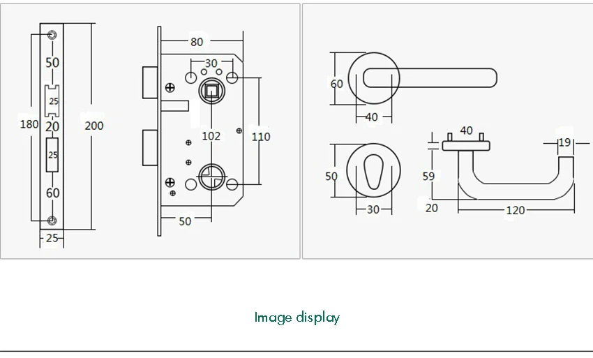 Description Picture 6 of itemLever Lock Keyed Entry Door Lock Door Knob with Hook Handle Interior Lever Privacy Door Lock Security Lock Set, Stainless Steel
