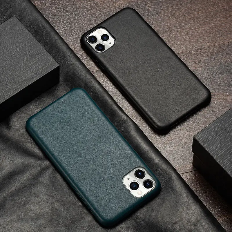 Темно-зеленый Оригинальный чехол из натуральной кожи для телефона iPhone 12 11Pro XS Max X