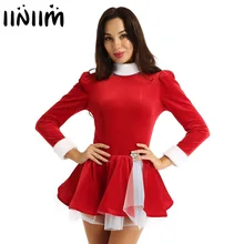 Iiniim/женский зимний Рождественский Танцевальный Костюм для взрослых, фигурный Скейтер со льдом, гимнастическое катание, балетное танцевальное бархатное трико, платье