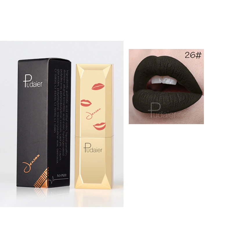 Matte Lipstick Waterproof Lip Makeup 26Colors Long Lasting Moisturizer Lip Tint Pigment Matte Batom Makeup Lipstick Cosmetics - Цвет: 26