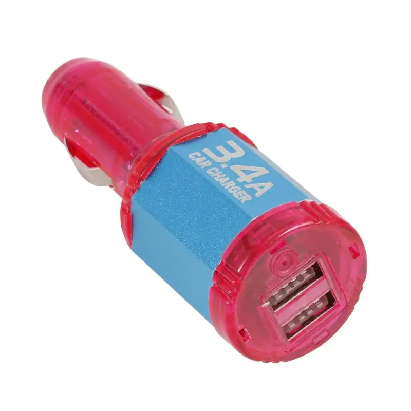 Автомобильное мини-зарядное устройство с двумя usb-портами 12 в 3,4 А, интеллектуальное Голосовое управление, автомобильное зарядное устройство, светодиодный светильник, автомобильный usb-адаптер