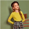 SHEIN Kids/желтая однотонная трикотажная Повседневная футболка в рубчик с открытым рукавом, детский топ, г. Осенние базовые Детские футболки с длинными рукавами и вырезами