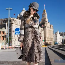 Природный натуральный мех пальто Женский енот собака мех шерсть куртка зимнее пальто женская одежда корейская длинная теплая Двусторонняя меховые пиджаки