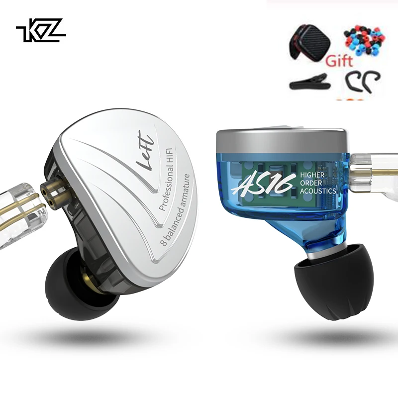 Наушники вкладыши KZ AS16 8BA сбалансированная конструкция Hi Fi монитор разрешение IEM