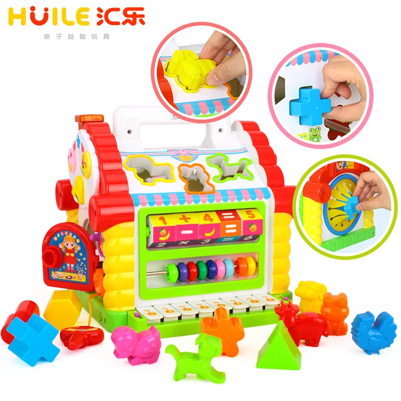 

Huile toys Fun Cabin Infants Early Childhood Educational Cognitive Shape Building Blocks Matching with Numbers 1-3 Years Old Bab