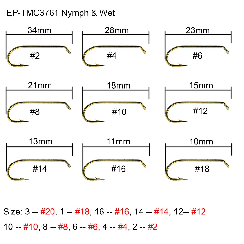 Eupheng 100 шт. влажные рыболовные крючки Nymph лосось Steelhead стример Барб бронза, никель Fly рыболовные крючки - Color: EP-TMC-3761