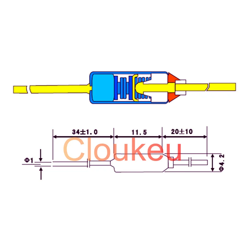 RY/Tf 10A/15A250V металлический температурный предохранитель