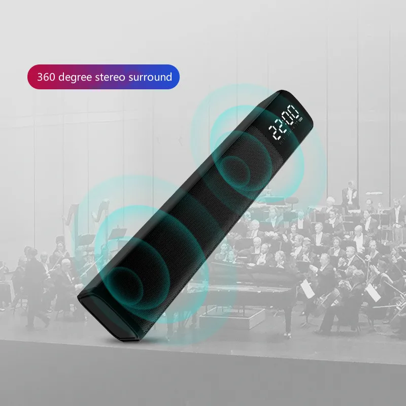 10W Bluetooth Speaker Surround Stereo Wireless Speaker Support Call TF CardTM NFC Function Clock Alarm USB TUX Audio Input
