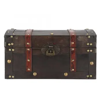 

Portable Vintage Jewelry Storage Box Makeup Cosmetics Desktop Jewelry Container Wooden Cosmetics Tool Storage Holder with Lock