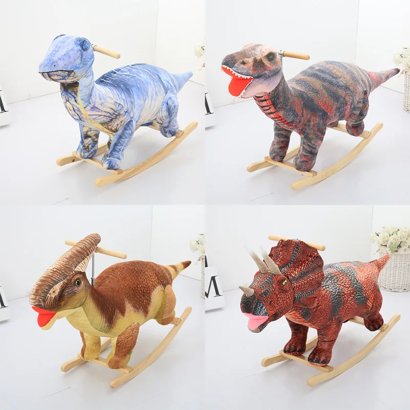 Реплика, T-REX, трицератопс, плюшевое, мягкое, детское кресло-качалка, креативный подарок, Детский динозавр, лошадка-качалка, прочная древесина