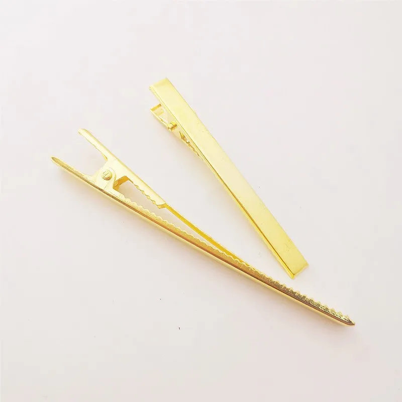 

100pcs Gold Color Narrow Hairclips Single Prong Alligator Hairpin Blank Setting for DIY Pearl Hair Clips Jewelry Making