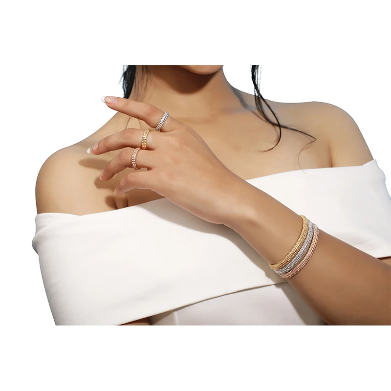 

dropshipping 2019 Zircon-free beaded integrated bracelet ring six piece Sealed bracelets rings set jewelry for women egirl