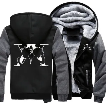 

Anime Thicken Hoodie Hunter X Hunter Zipper Jacket Unisex Long Sleeve Sweatshirts Coat Casual Warm Fleece Hooded TOP
