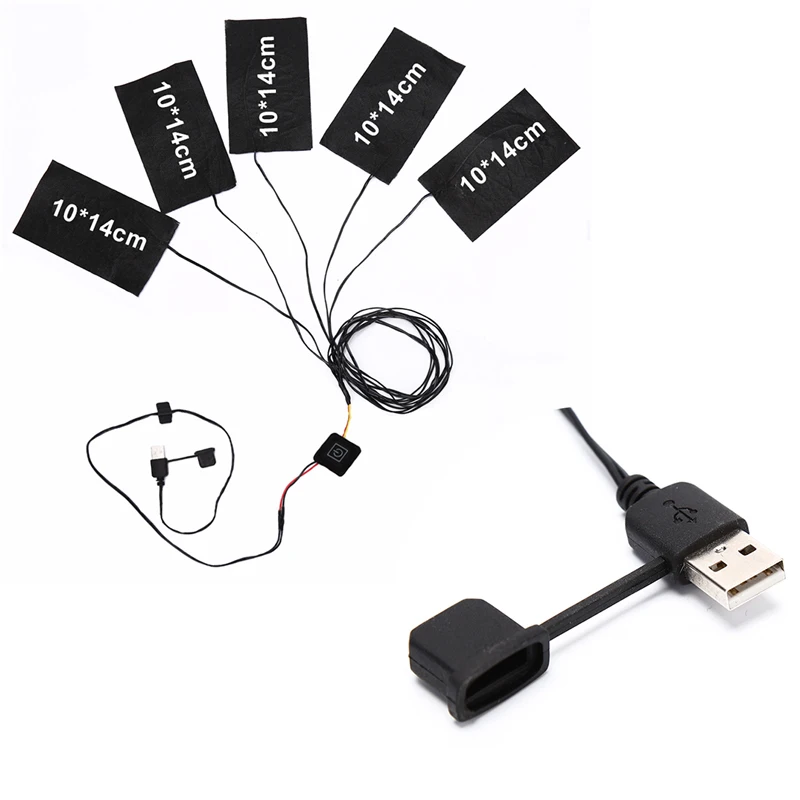 1 до 5 USB электрические нагревательные колодки из углеродного волокна переключатель ткань перчатки обувь Отопление 8,5 Вт тепловая одежда теплее