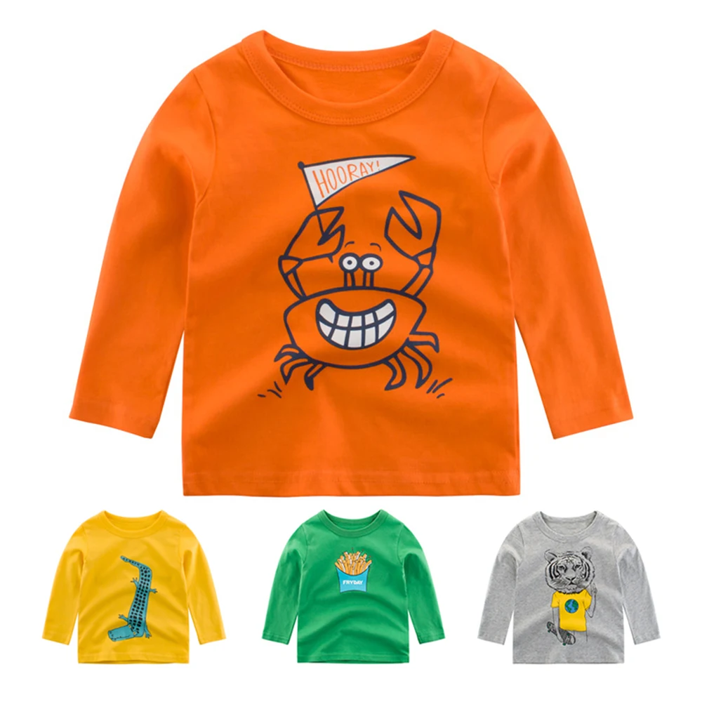 

CYSINCOS Boys T-shirt Autumn Spring Kid Long Sleeve Cartoon Pattern Tops Tees Children T Shirt Fashion Baby Cotton Blouse Cloth