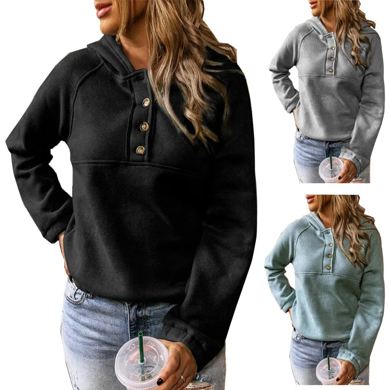 

Hoodie Women Pullover Sweatshirts Female Solid Color Long Sleeve Fleece Hooded Jacket Autumn Winter Coat Warm Hoody
